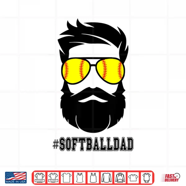 Design Softball Dad With Beard And Cool Sunglasses Shirt