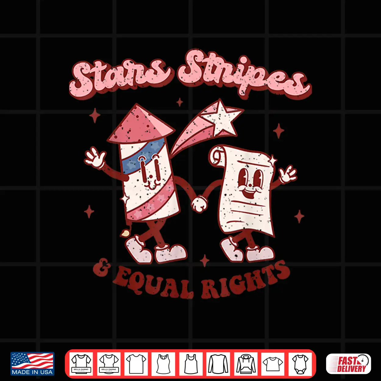 Stars Stripes & Equal Rights 4Th Of July Retro Groovy Women Shirt Stars Stripes & Equal Rights 4Th Of July Retro Groovy Women Shirt