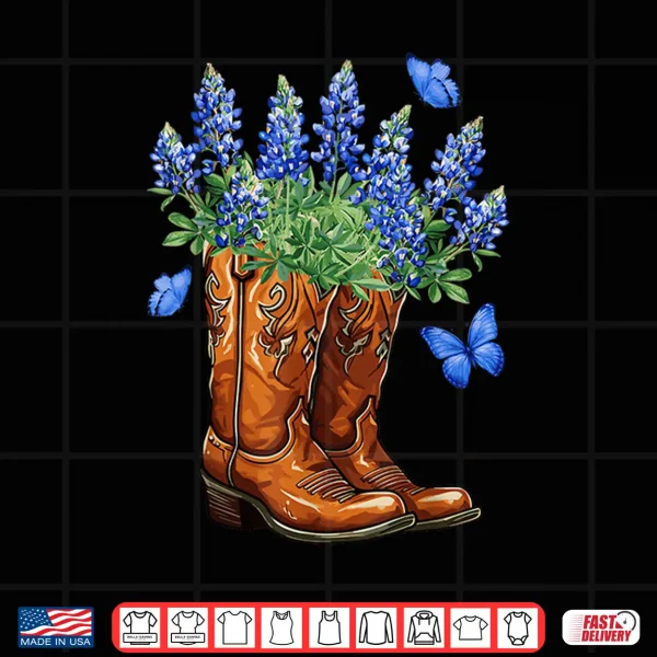 Texas Independence Day Cowgirl Boots & Bluebonnet Flowers Shirt 4 Design Texas Independence Day Cowgirl Boots Bluebonnet Flowers Shirt