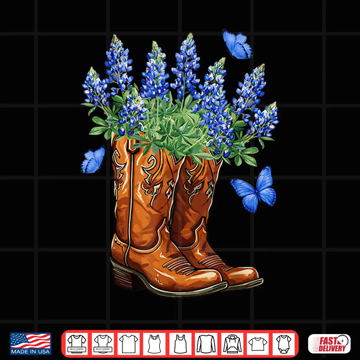 Texas Independence Day Cowgirl Boots & Bluebonnet Flowers Shirt Texas Independence Day Cowgirl Boots & Bluebonnet Flowers Shirt