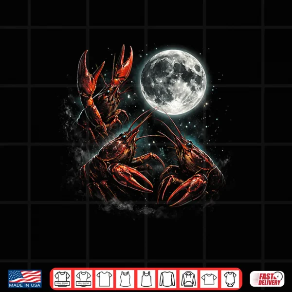 Design Three Crawfish Moon Galaxy Space Retro Animal Shirt