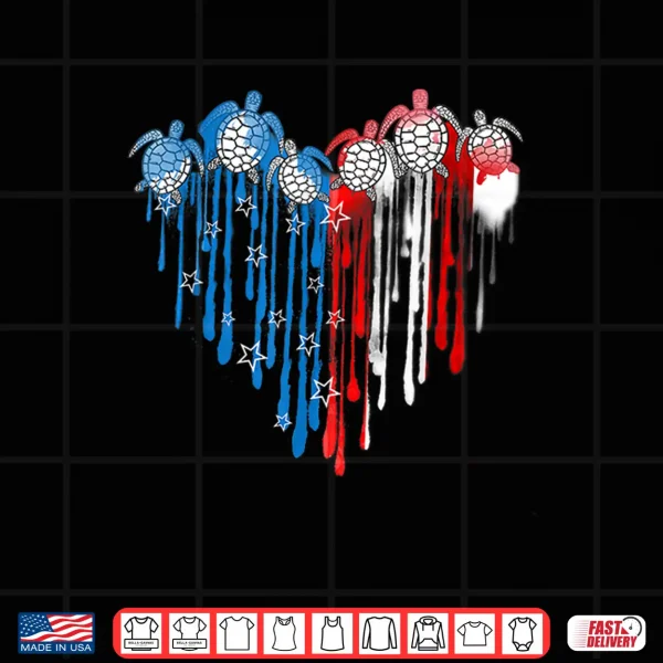 Design Turtles USA Flag Stars Stripes 4th of July Independence Day Shirt