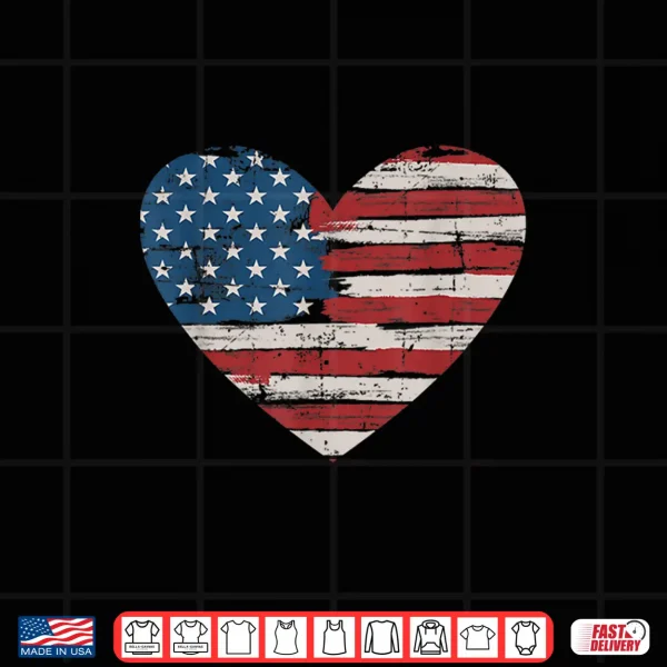 Design US American flag heart for Independence day on 4th of July Shirt