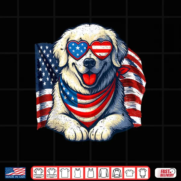 Design Vintage Great Pyrenees American Flag Love Sunglasses Freedom Shirt