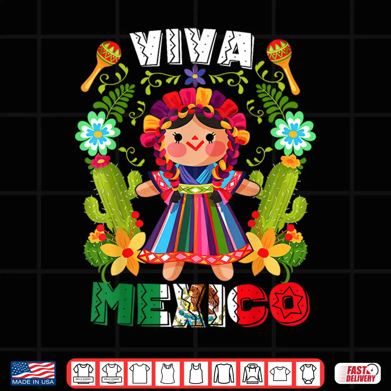 Viva Mexico Mexican Girl Flowers Independence Day Girls Kids Shirt Viva Mexico Mexican Girl Flowers Independence Day Girls Kids Shirt