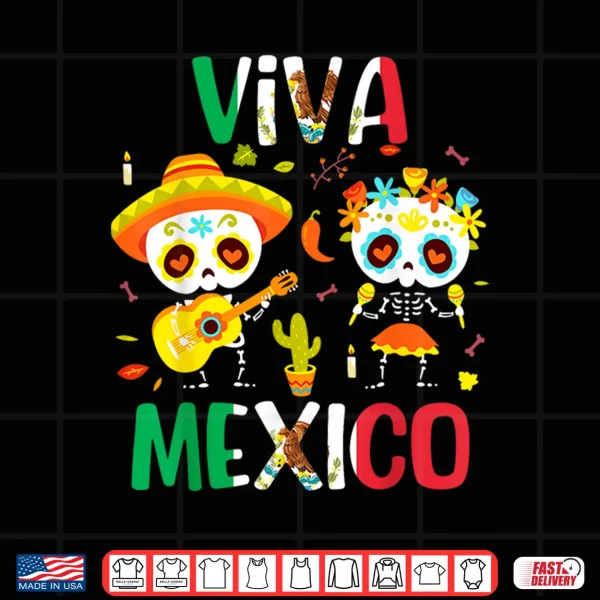 Design Viva Mexico Shirt Women Boys Girls Kids Mexican Flag Fiesta Shirt