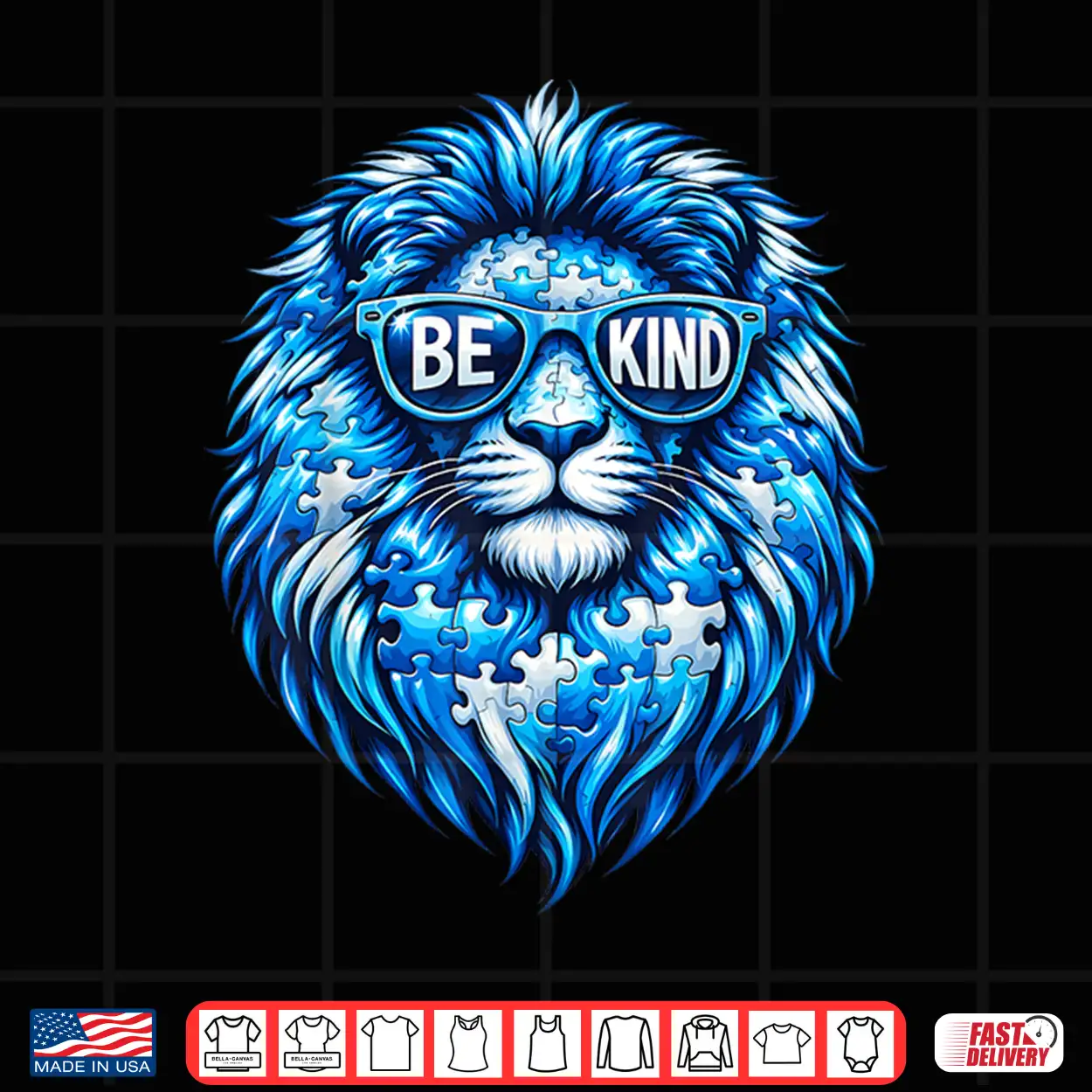 Wear Blue Autism Awareness Puzzle Lion Be Kind Men Boy Women Shirt Wear Blue Autism Awareness Puzzle Lion Be Kind Men Boy Women Shirt