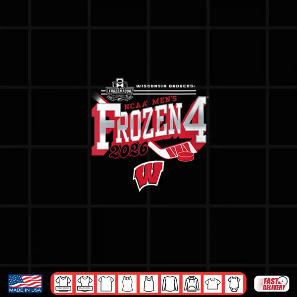 Design Wisconsin Badgers Frozen Four 2026 Mens Hockey Black Shirt