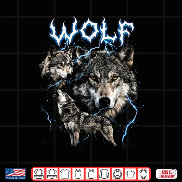 Design Wolf Vintage 90s Heavy Metal Retro Wolf Animal Lover Wolves Shirt