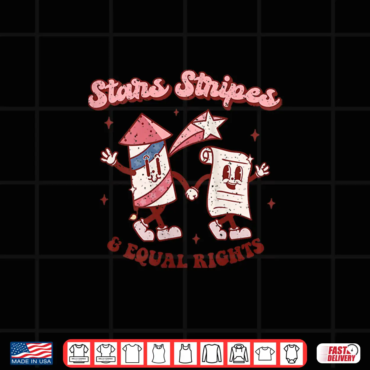 Womens Stars Stripes & Equal Rights 4Th Of July Retro Groovy Women Shirt Womens Stars Stripes & Equal Rights 4Th Of July Retro Groovy Women Shirt