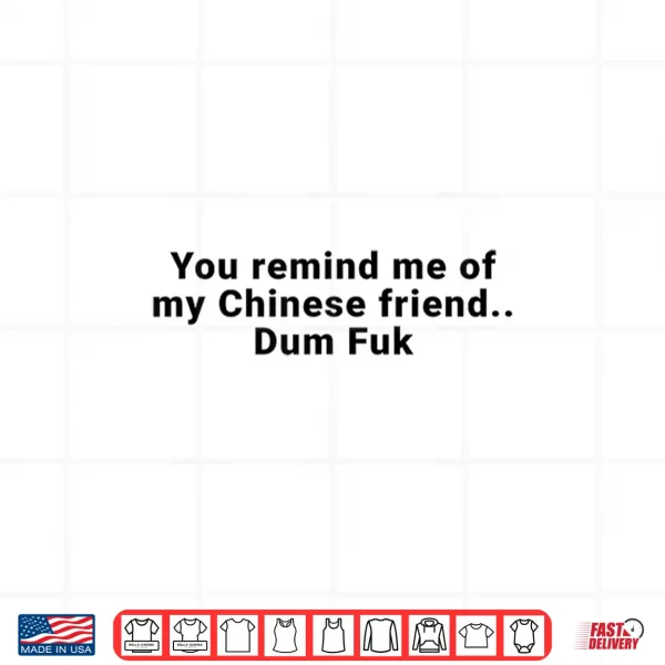 Design You Remind Me of My Chinese Friend Dum Fuk Shirt