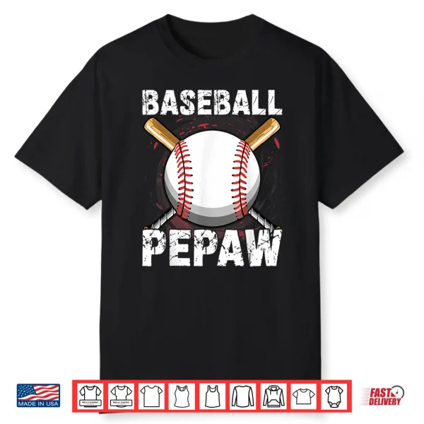 Distressed Men Baseball Pepaw Family Father’S Day Shirt
