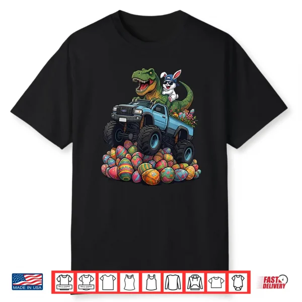 Easter Bunny Dinosaur Monster Truck Boys Kids Shirt