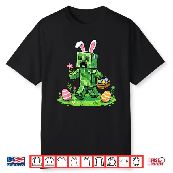 Easter Pixel Gaming Bunny Egg Hunting Boys Kids Youth Men Shirt