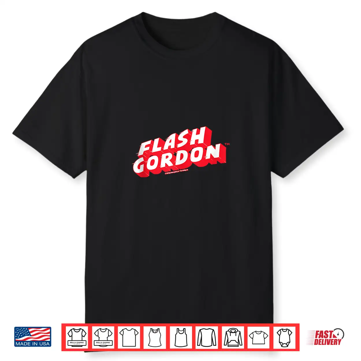 Flash Gordon Flash Effect Retro Comic Text Logo Shirt Flash Gordon Flash Effect Retro Comic Text Logo Shirt