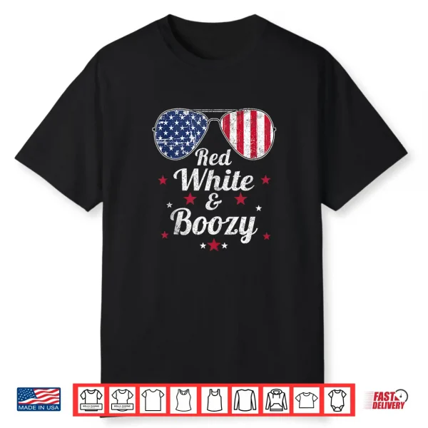 Funny 4Th Of July Red White And Boozy Cute Independence Day Shirt