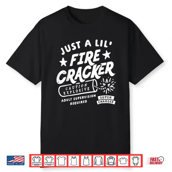 Funny Just A Lil’ Firecracker Cute Toddler Youth 4Th Of July Shirt