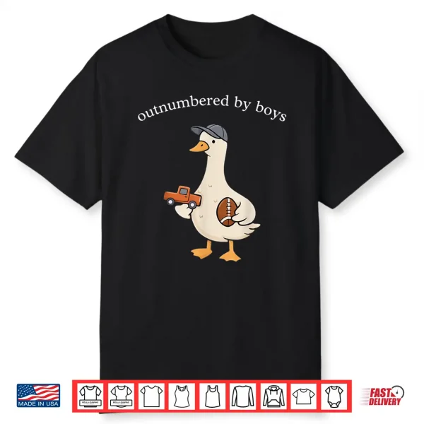 Funny Outnumbered By Boys Cute Mom Silly Goose Mothers Day Shirt