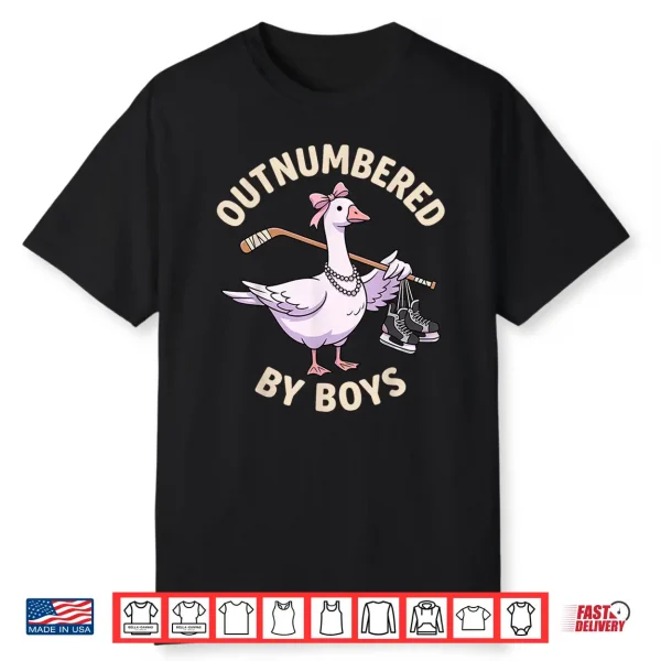 Funny Outnumbered By Boys Mothers Day Goose Mom Shirt