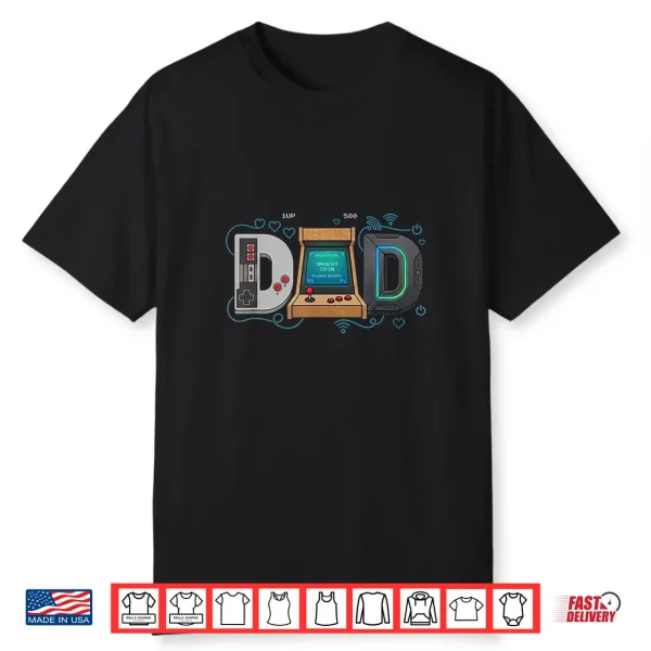 Gamer Dad Retro Arcade Gaming Father Father’S Day Birthday Shirt