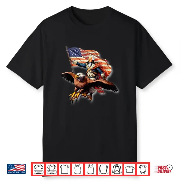George Washington Riding A Bald Eagle Patriotic Woman Man Shirt
