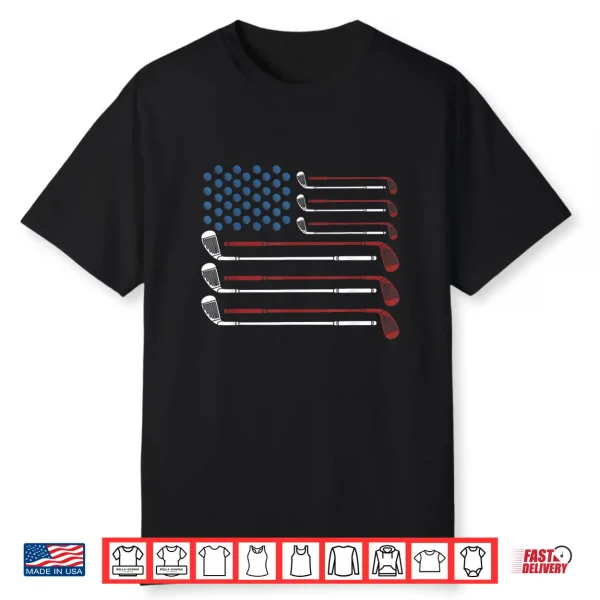 Golf Clubs Usa Flag Red White And Blue Shirt