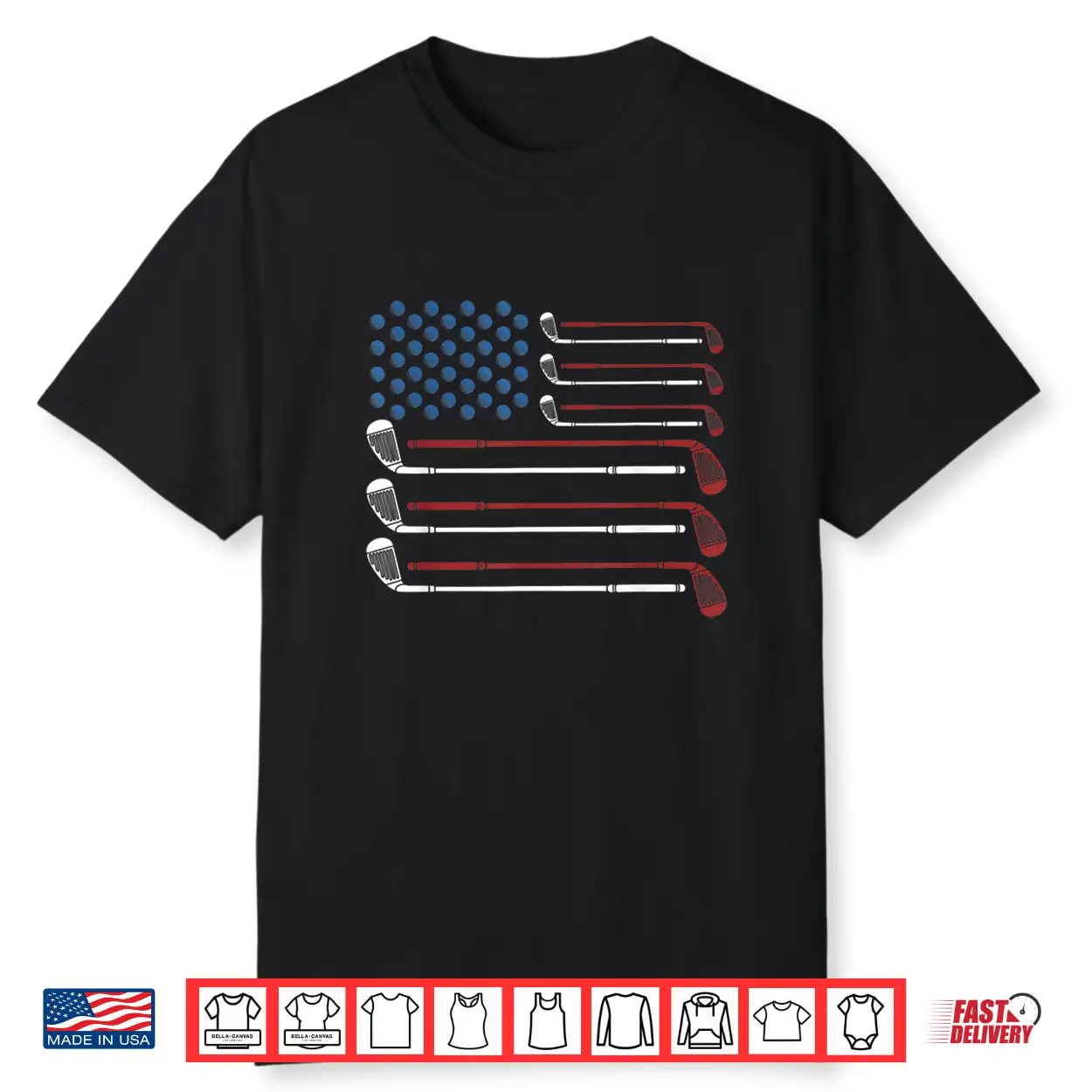 Golf Clubs Usa Flag Red White And Blue Shirt Golf Clubs Usa Flag Red White And Blue Shirt