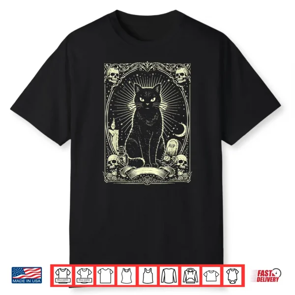 Gothic Black Cat Vintage Design Shirt
