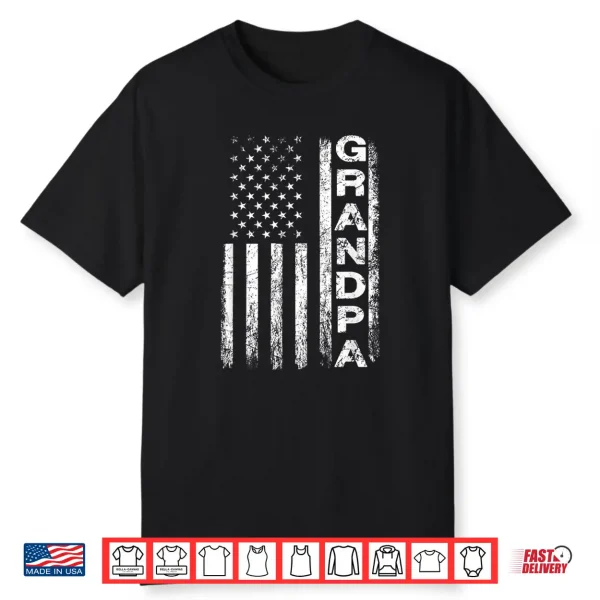 Grandpa Vintage American Flag Father’S Day 4Th Of July Papa Shirt