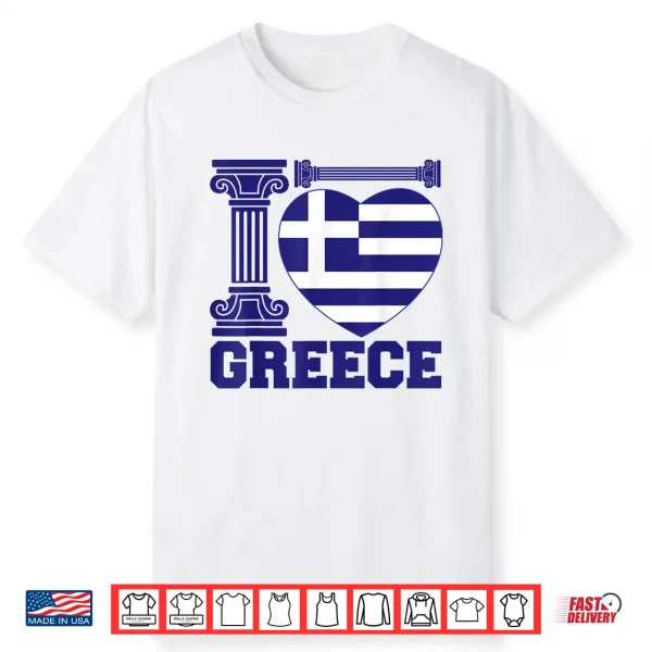Greece Independence Day I Love Greece Flag Heart Kid Women Shirt