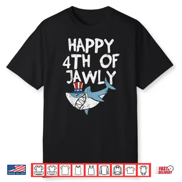 Happy 4Th Of Jawly Shark Animal 4Th Of July Usa Patriot Boy Shirt