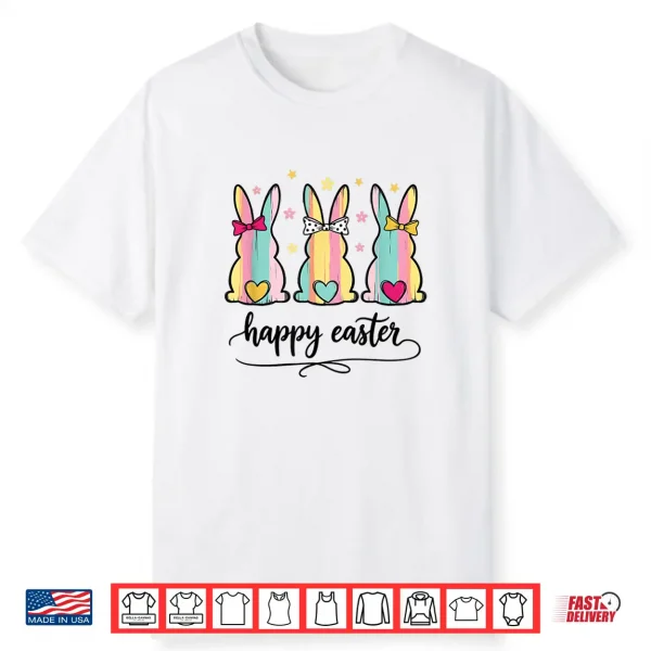 Happy Easter Cute Bunny Trio Christian Easter Spring Shirt