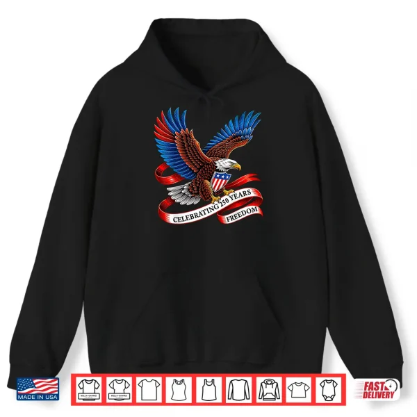 Hoodie 250 Years American 250th 1776 2026 USA Flag 4th July Shirt