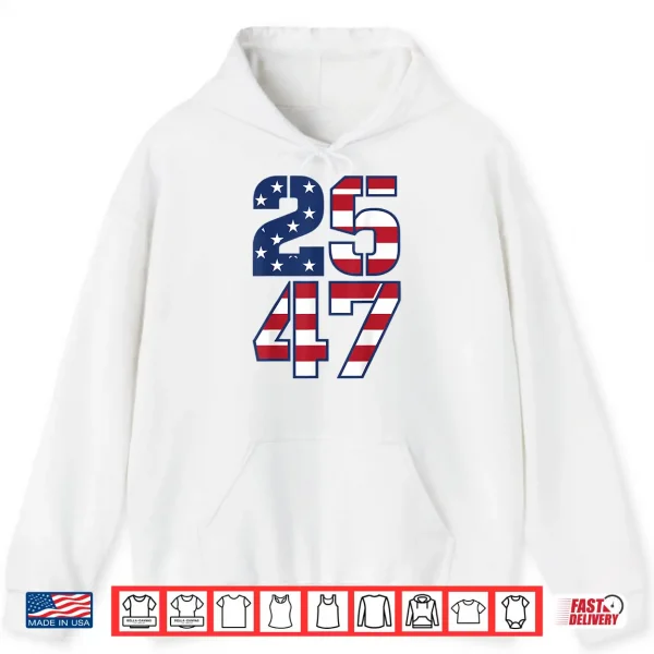 Hoodie 2547 Patriotic Vintage USA American Flag 25 47 Shirt