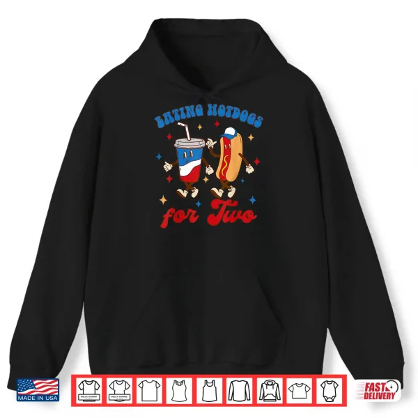 Hoodie 4th Of July Pregnancy Announcement Eating Hotdogs For Two Shirt