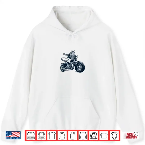 Hoodie AWESOME CONVERSATIONS Cat on Motorcycle Shirt