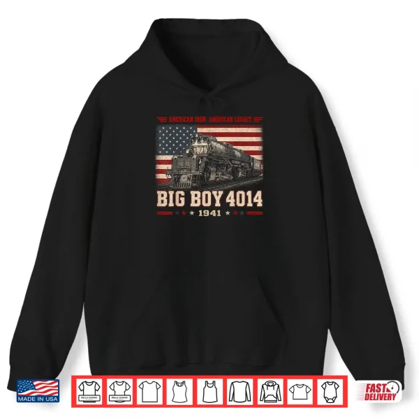 Hoodie Big Boy 4014 Vintage Steam Locomotive Railroad Train Engine Shirt