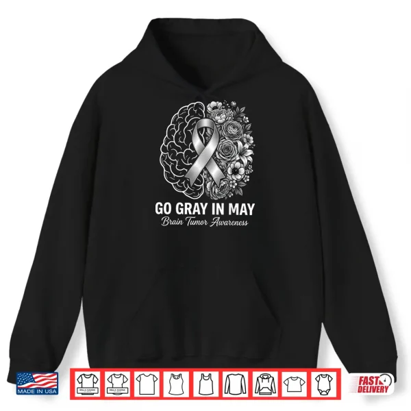 Hoodie Brain Tumor Awareness Wear Gray in May Strong Warrior Cancer Shirt