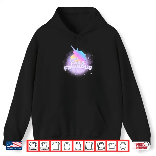 Hoodie Five and Fabulous Pastel Rainbow Mystical Unicorn Birthday Shirt