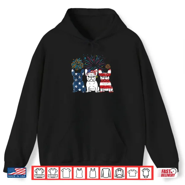 Hoodie French Bulldog American Flag 4th Of July Independence Day Shirt
