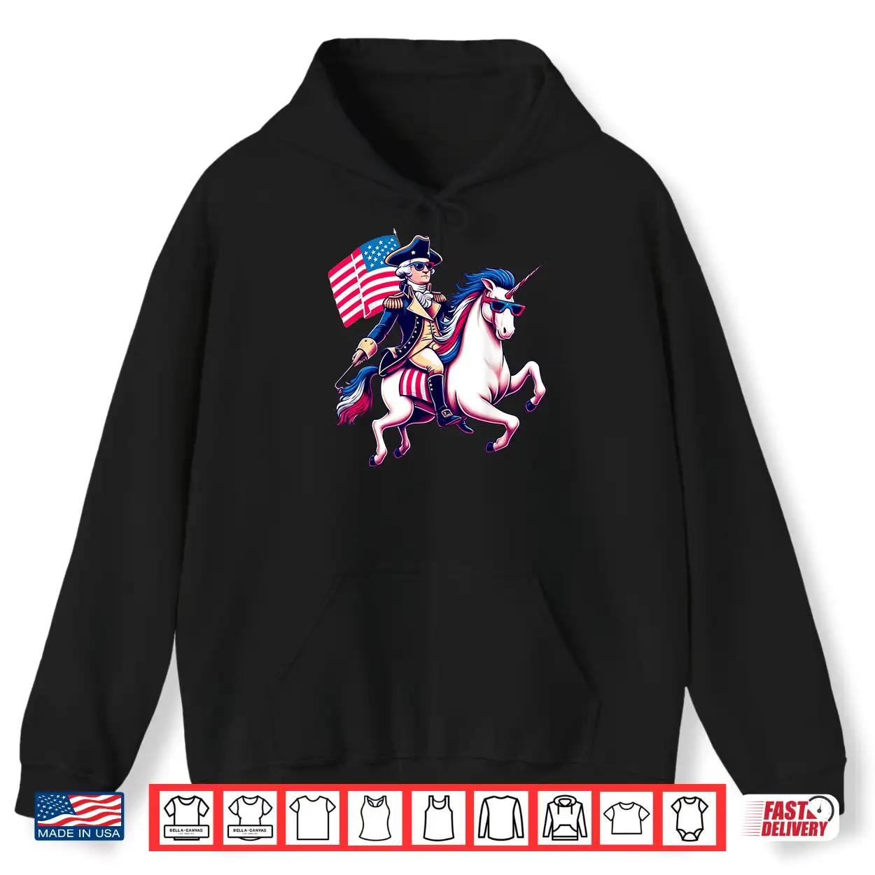 George Washington Riding A Unicorn 4Th Of July Vintage Kids Shirt