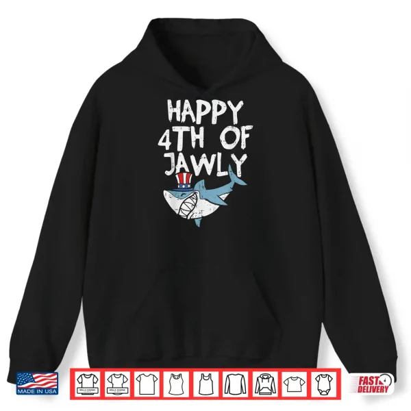 Hoodie Happy 4th Of Jawly Shark Animal 4th Of July USA Patriot Boy Shirt