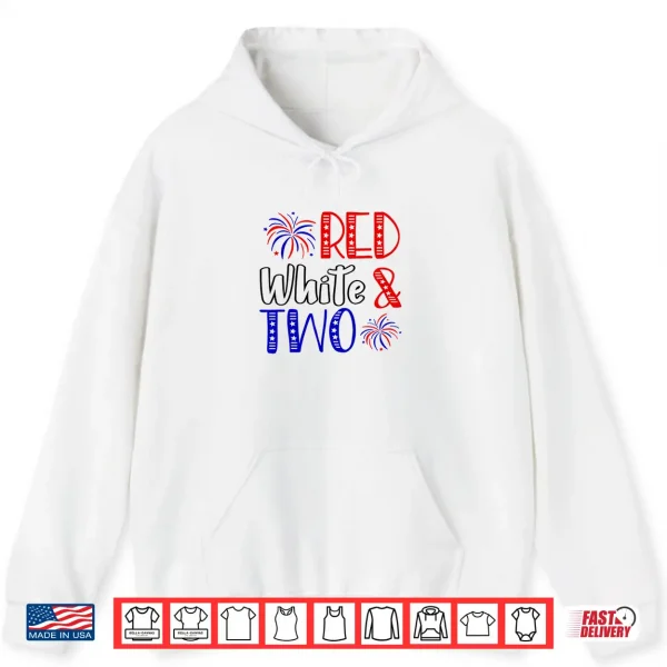 Hoodie Kids Red White Two 2nd Birthday 4th Of July Independence Day Shirt