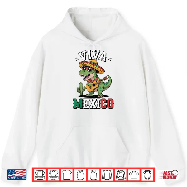 Hoodie Kids Viva Mexico Shirt Boy Mexican Dinosaur Independence Day Shirt