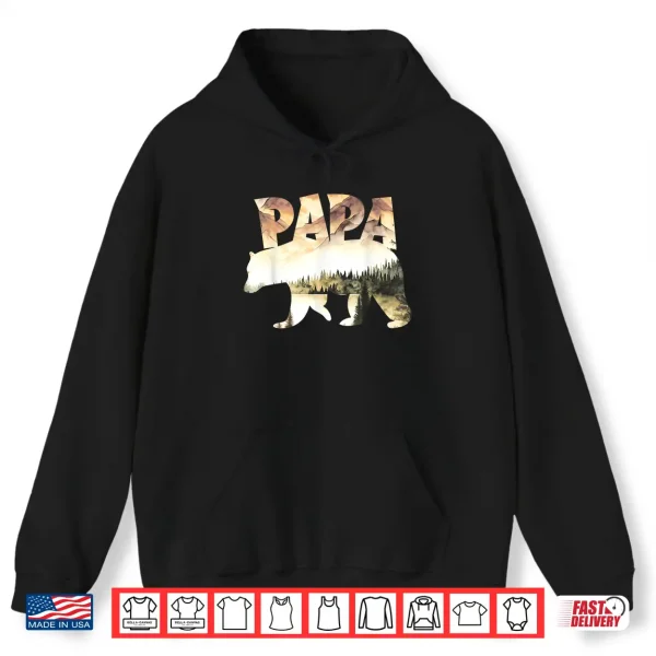 Hoodie Papa Bear Forest Lake Mountain Scene Outdoors Fathers Day Shirt