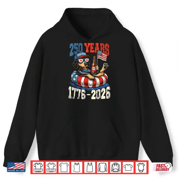 Hoodie Patriotic Dog Dachshund 250th Anniversary 4th of July Retro Shirt