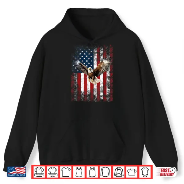Hoodie Patriotic Eagle 4th Of July USA American Flag Shirt