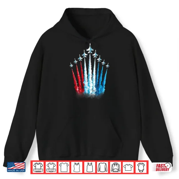 Hoodie Red White Blue American US Flag Fighter Jet 4th Of July Boys Shirt