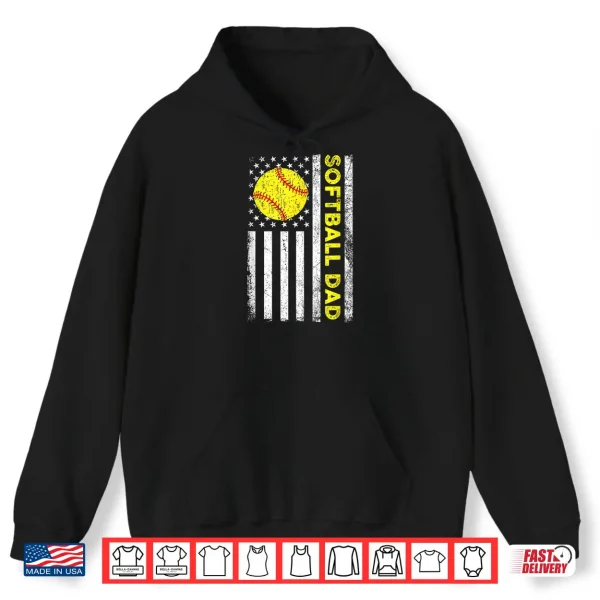 Softball Dad American Flag Fathers Day Shirt 1 Hoodie Softball Dad American Flag Fathers Day Shirt