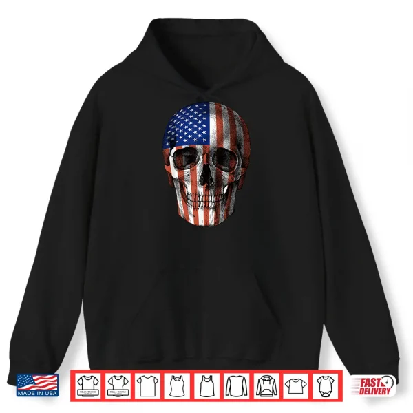 Hoodie Sugar Skull American Flag 4th Of July Independence Day Shirt